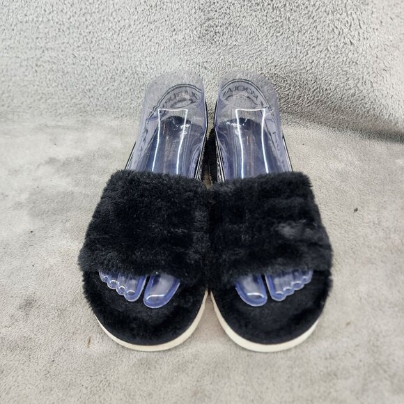 Ugg Shoes Womens Size 6 Koolaburra Black Slip On Fuzzy Platform Sandals *Read* - Picture 3 of 10